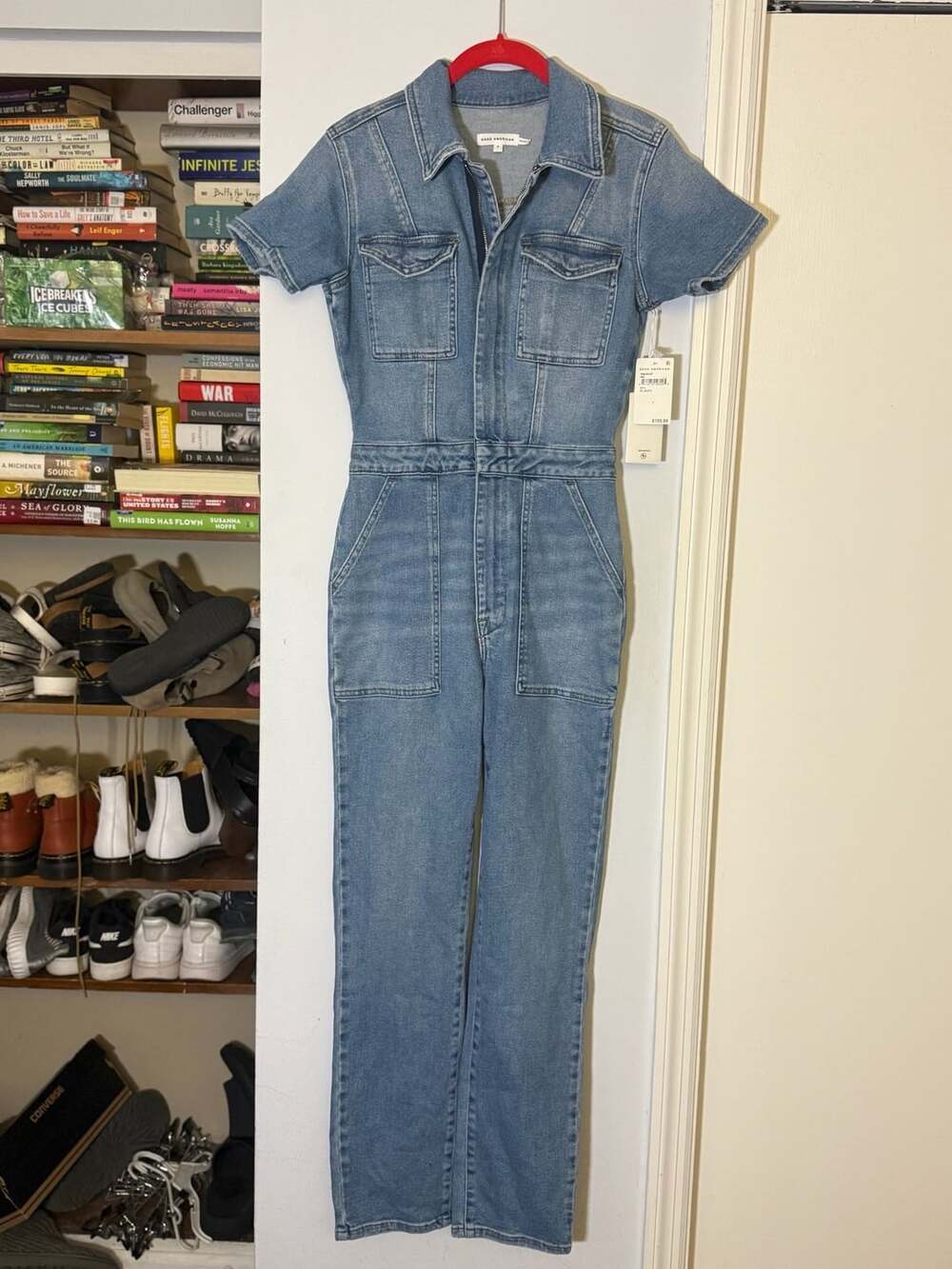 Good American Fit For Success Denim Jumpsuit Size 1 Blue NWT
